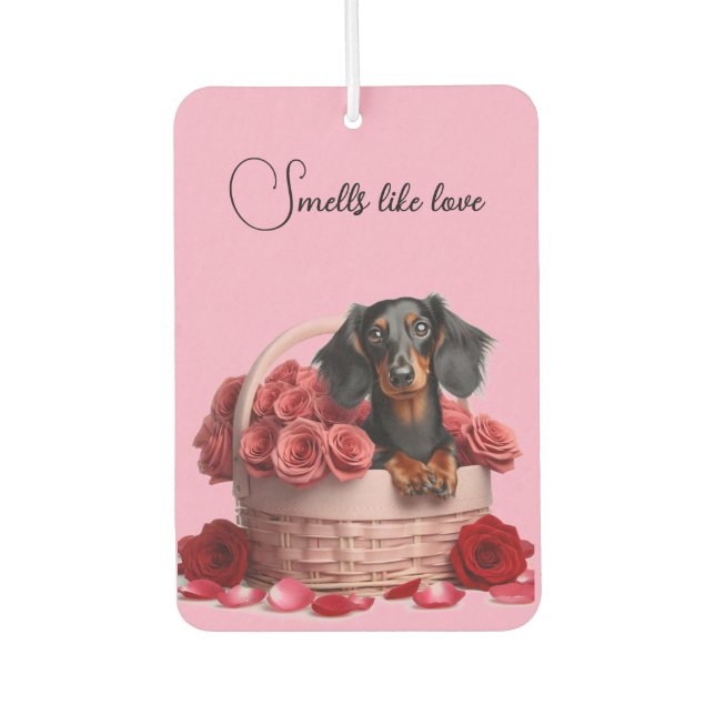 Désodorisant Pour Voiture Dachshund Roses (Devant)