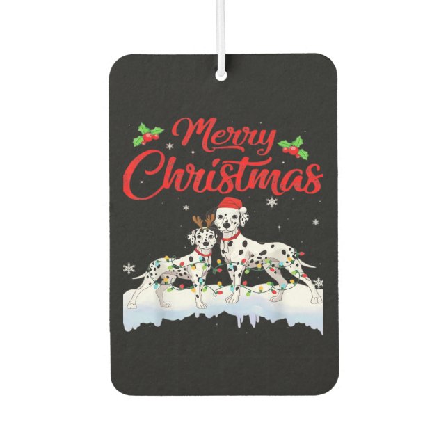 Désodorisant Pour Voiture Dalmatian Dog Christmas Lights Santa Hat Xmas Dog  (Devant)
