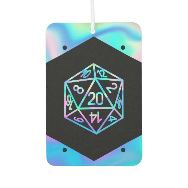 Désodorisant Pour Voiture Dés RPG | Holo Imaginaire Retro Tabletop PnP Gamer (Devant)