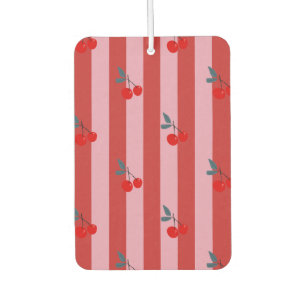 Désodorisant Pour Voiture dessin à rayures rouges et roses avec des cerises