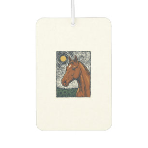 Désodorisant Pour Voiture Dessin artistique de cheval gravé vintage nuit éto