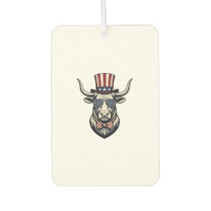Désodorisant Pour Voiture Dessin de taureau patriotique Gravure vintage Amer