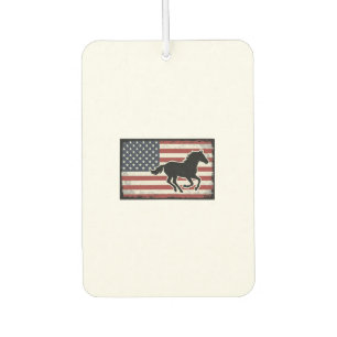 Désodorisant Pour Voiture Dessin vectoriel de cheval vintage avec drapeau am