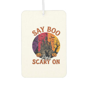 Désodorisant Pour Voiture Dis Boo Halloween effrayant Maison hantée Chat noi