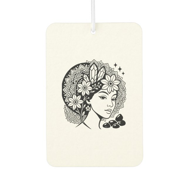 Désodorisant Pour Voiture Divine Feminine Mandala Art Floral Crystal Goddess (Devant)