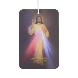 Désodorisant Pour Voiture Divine Mercy Gold avec Prière Chaplet