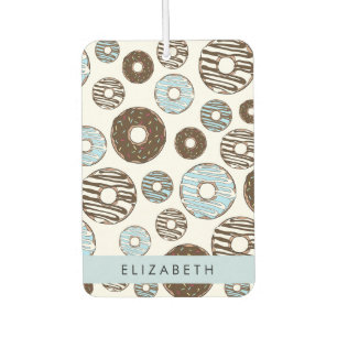 Désodorisant Pour Voiture Donuts Bleus, Donuts Brown, Sprinkings, Votre Nom