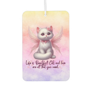 Désodorisant Pour Voiture Douce petite chatte ange avec des ailes la vie est