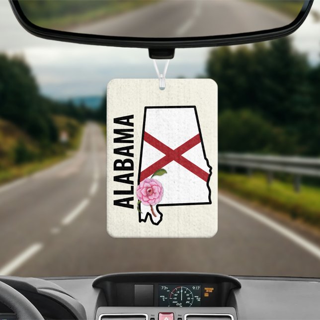 Désodorisant Pour Voiture Drapeau d'État de l'Alabama et Fleur Camellia (Créateur téléchargé)