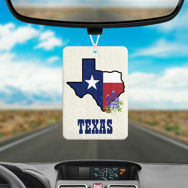 Désodorisant Pour Voiture Drapeau du Texas et bleu fleur (Créateur téléchargé)