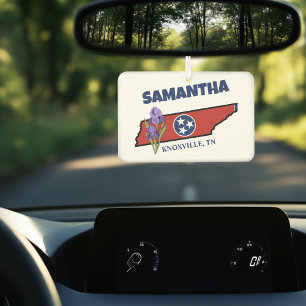 Désodorisant Pour Voiture Drapeau et fleur du Tennessee Iris pourpre Texte p
