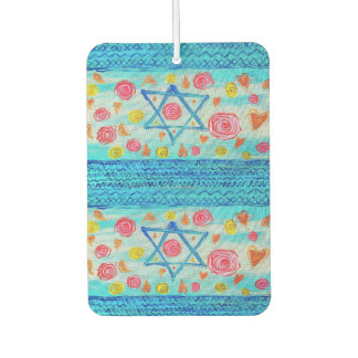 Désodorisant Pour Voiture Drapeau israélien lunaire avec fleurs & coeurs