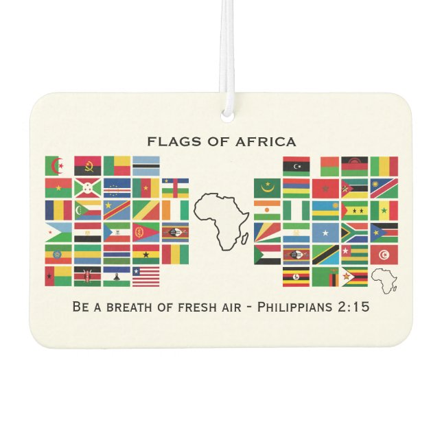 Désodorisant Pour Voiture DRAPEAUX D'AFRIQUE avec Ecriture Personnalisable (Devant)