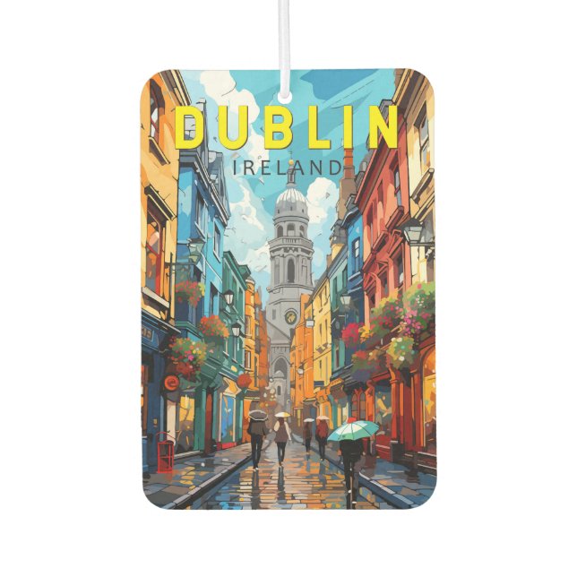 Désodorisant Pour Voiture Dublin Irlande Travel Art Vintage (Devant)