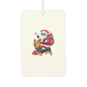 Désodorisant Pour Voiture Éclairage de Noël Père Noël équitation Yorkshire T