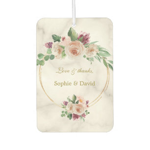 Désodorisant Pour Voiture Élégant Gold Classic Blue Floral Anniversaire