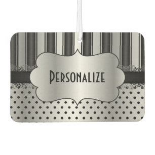 Désodorisant Pour Voiture Élégant Motif noir et argent   Personnaliser