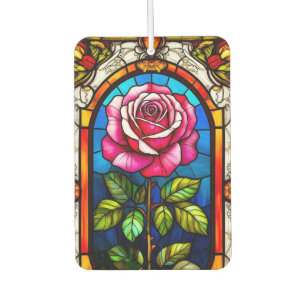 Désodorisant Pour Voiture Élégante œuvre d'art en verre coloré d'une rose vi