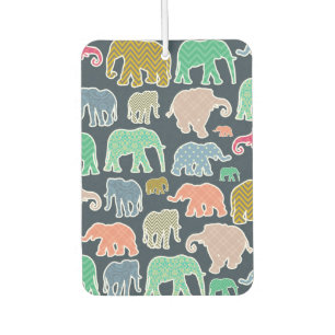 Désodorisant Pour Voiture Eléphants Colorés, Motif Des Eléphants, Zigzag