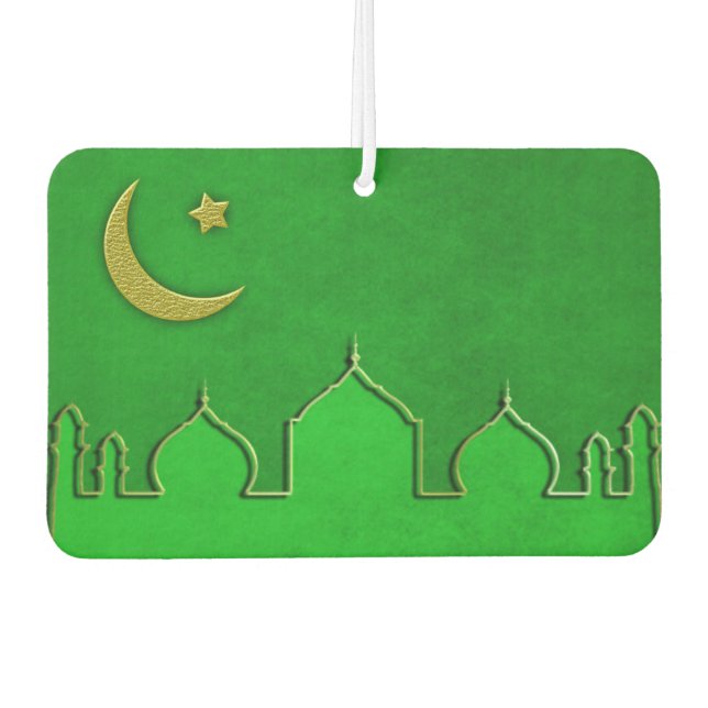 Désodorisant Pour Voiture Étoile de la Mosquée de l'or vert (Devant)