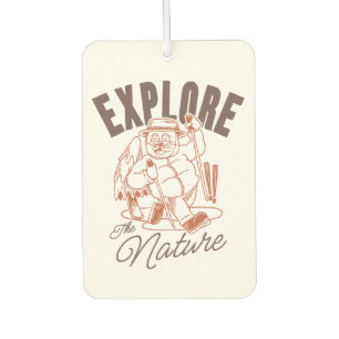 Désodorisant Pour Voiture Explorez La Nature - Randonneur En Chat Vintage