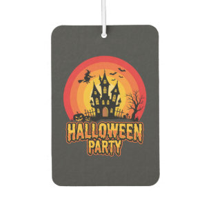Désodorisant Pour Voiture Fête d'Halloween Château Hanté Vecteur Rétro