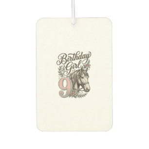 Désodorisant Pour Voiture Fille d'anniversaire 9 Cheval Floral Gravure Vinta