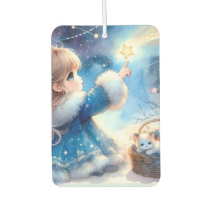 Désodorisant Pour Voiture Fille rêveuse contemplant les étoiles à l'aquarell