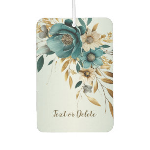 Désodorisant Pour Voiture Fleur blanche turquoise Feuille d'or élégant