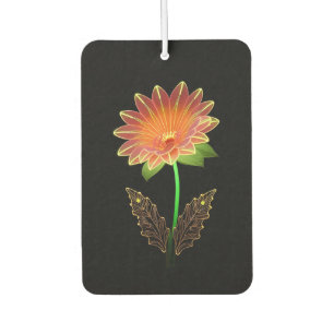 Désodorisant Pour Voiture Fleur vibrante aux contours néon avec une feuille