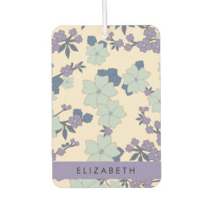 Désodorisant Pour Voiture Fleurs Bleues, Fleurs Violettes, Floral, Votre Nom