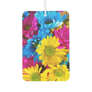 Désodorisant Pour Voiture Fleurs colorées, marguerites - Rose Jaune Bleu