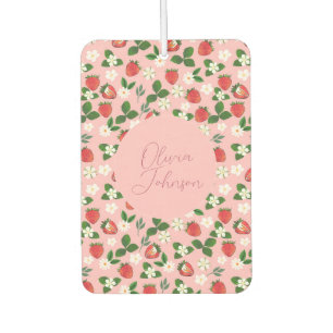 Désodorisant Pour Voiture Fleurs de fraises sucrées aquarelle florale