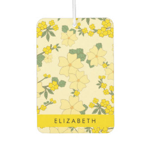 Désodorisant Pour Voiture Fleurs Jaunes, Motif De Fleurs, Votre Nom