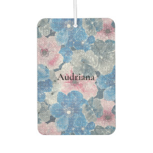 Désodorisant Pour Voiture Fleurs roses bleues scintillent