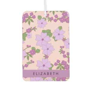 Désodorisant Pour Voiture Fleurs Violettes, Motif De Fleurs, Votre Nom