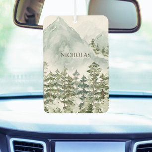 Désodorisant Pour Voiture Forêt et Montagne Nature Aquarelle