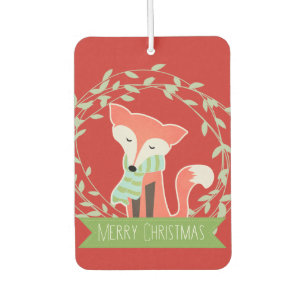 Désodorisant Pour Voiture Fox rouge et vert de Joyeux Noël