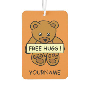 Désodorisant Pour Voiture Free Hugs Teddy nom personnalisé et couleur air fr