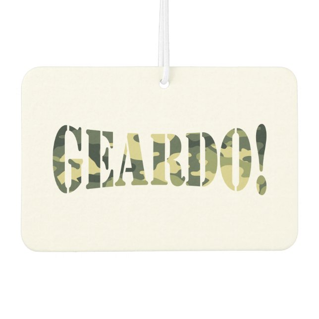 DÉSODORISANT POUR VOITURE GEARDO ! CAMO / CAMOUFLAGE (Devant)