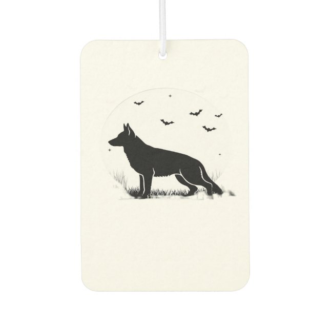Désodorisant Pour Voiture German Shepherd Dog � Halloween Moon Silhouette Cl (Devant)