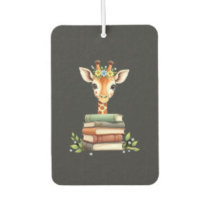 Désodorisant Pour Voiture Girafe Mignonne Avec Livre Floral Bookworm Bibliot
