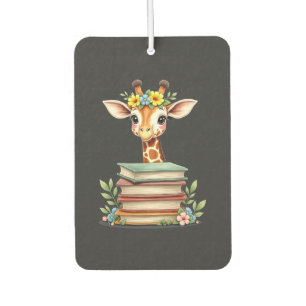 Désodorisant Pour Voiture Girafe Mignonne Avec Livre Floral Bookworm Bibliot