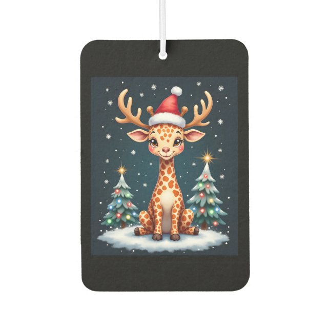 Désodorisant Pour Voiture Giraffe Reindeer Hat Santa Christmas Tree Funny Xm (Devant)
