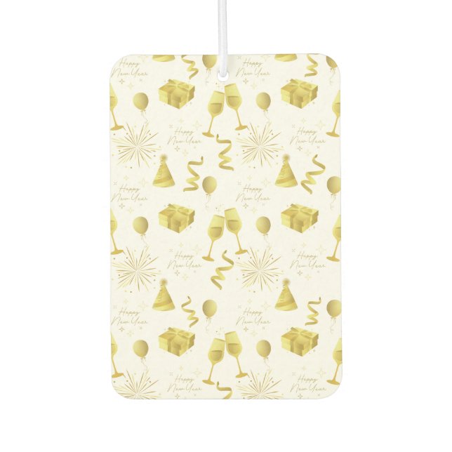 Désodorisant Pour Voiture Golden Happy New Year Pattern (Devant)