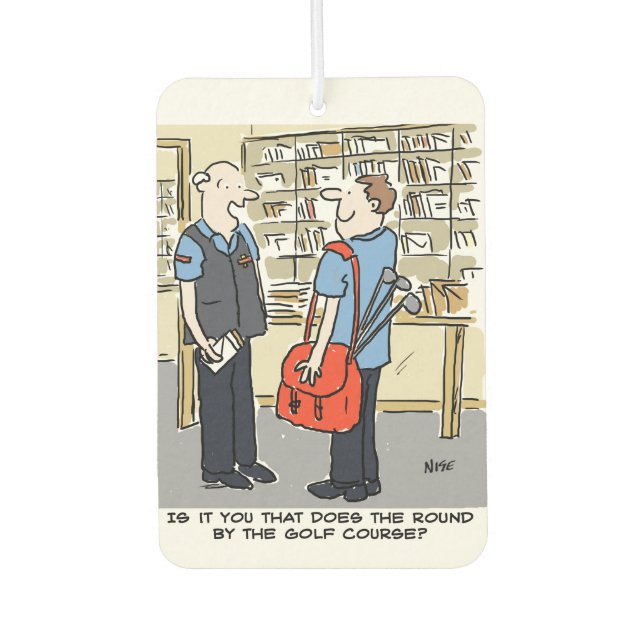 Désodorisant Pour Voiture Golfer Postman aime le dessin sur le golf (Devant)