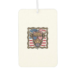Désodorisant Pour Voiture Graphique de drapeau vintage vache des Highlands p