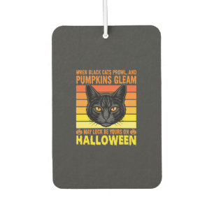 Désodorisant Pour Voiture Graphisme de citrouille vintage Halloween chat noi