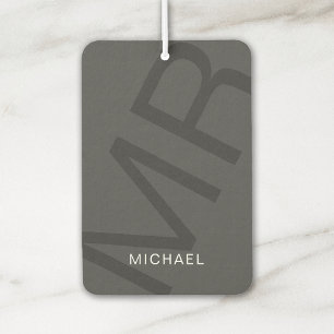Désodorisant Pour Voiture Gris Monogramme Personnalisé Moderne