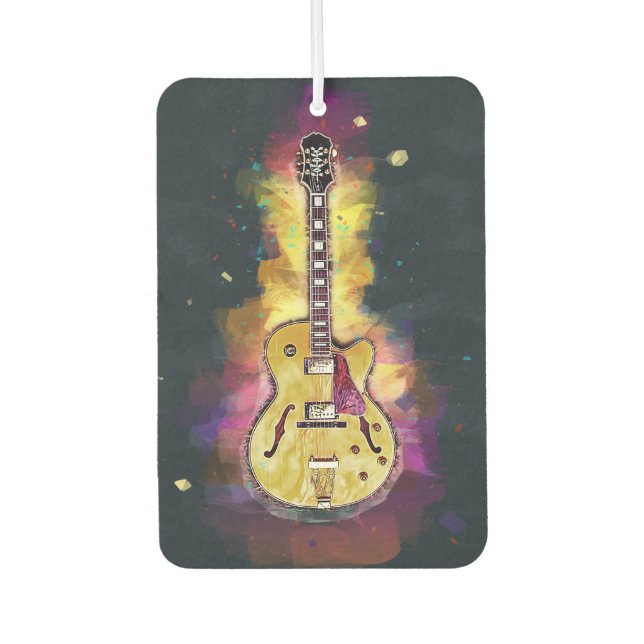 Désodorisant Pour Voiture Guitare personnalisée cool | Rose jaune pâle (Devant)